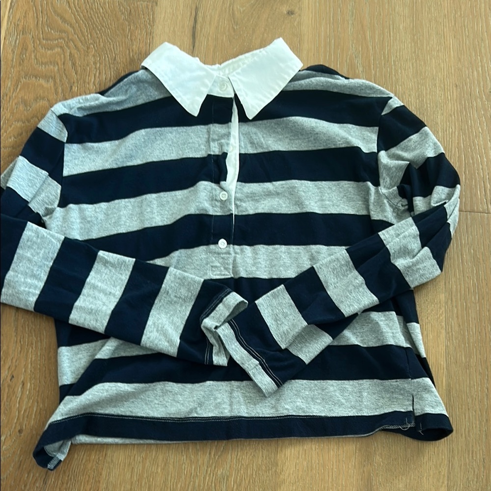 Evereve Blue and Gray Button Down Shirt size XS